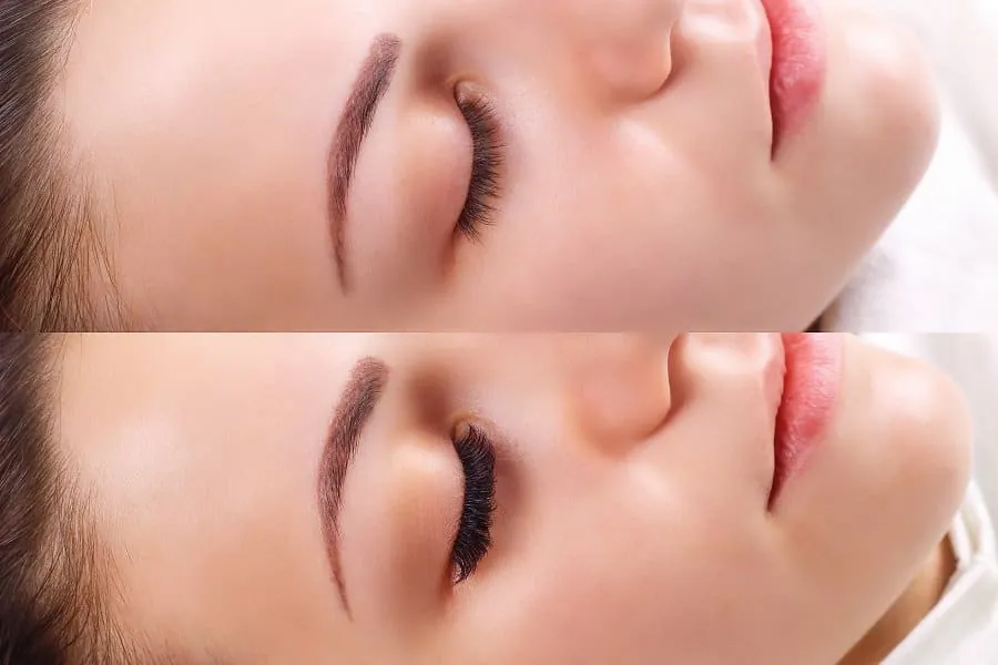 Bottom lash extensions close up