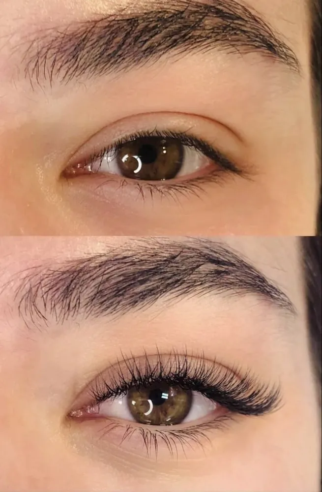 Hybrid lash extensions close up