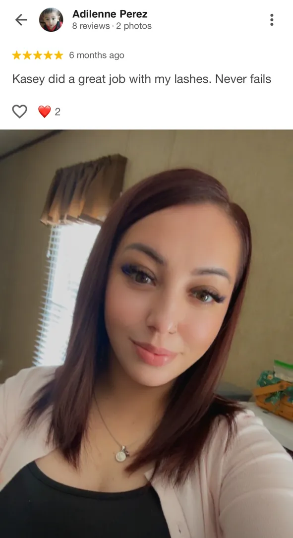 5-star Google review for Lady Lash Studio Sugar Land