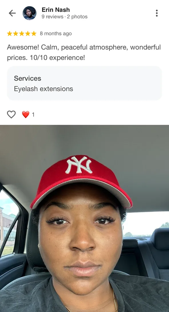 5-star Google review for Lady Lash Studio Sugar Land