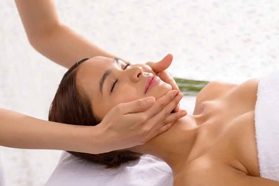 Facial treatment in progress