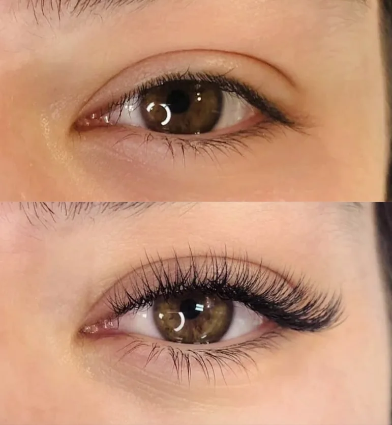 Hybrid volume and classic eyelash extensions in Sugar Land TX